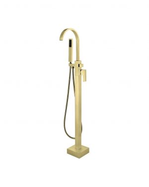 Aqua Arcco Floor Mounted Tub Faucet - Brushed Gold