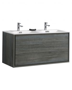 De Lusso 48 Double Sink Ocean Gray Wall Mount Modern Bathroom Vanity