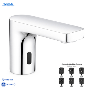 Polished Brass Touchless Sensor Faucet Modern Deck Mount Single Hole Bathroom Basin Faucet