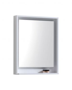24in Wide Mirror w/ Shelf High Gloss White