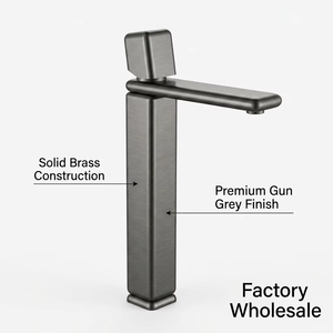 Solid Brass Modern Bathroom Basin Faucet Touchless Sensor Premium Gun Grey PVD Finish