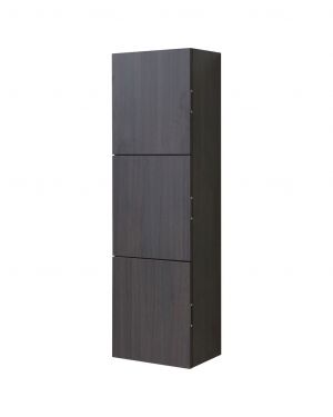 Tall High Gloss Gray Oak Storage Cabinet