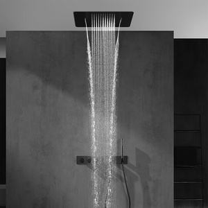Thermostatic Concealed Ceiling Big Head Shower Set With Brushed Gold Color