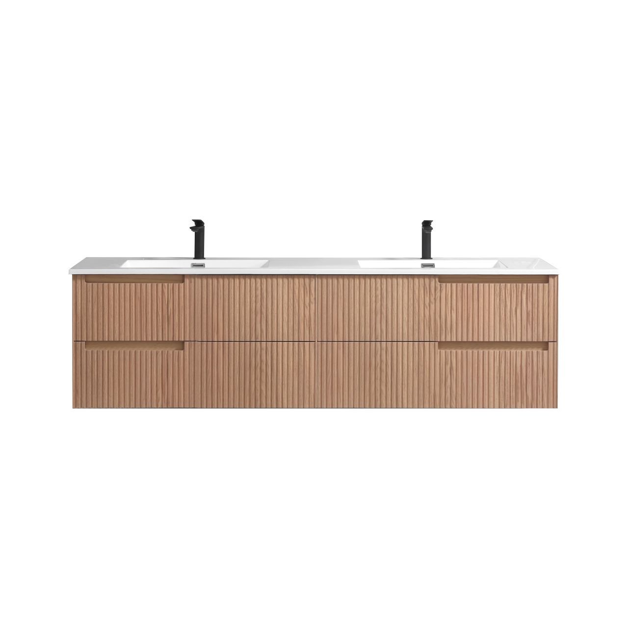 71.2 Inch Fiore Modern Wall Mount Double Sink Bathroom Vanity Oakwood