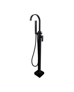 Aqua Arcco Floor Mounted Tub Faucet - Matte Black