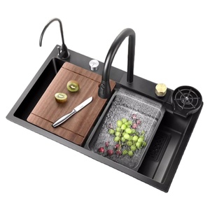 Smart Glass Rinser Kitchen Sink with Waterfall Faucet