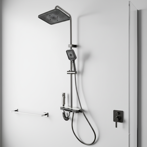 Advanced Wall Mounted High Pressure Ceiling Rainfall Shower Set with Thermostatic Faucet System