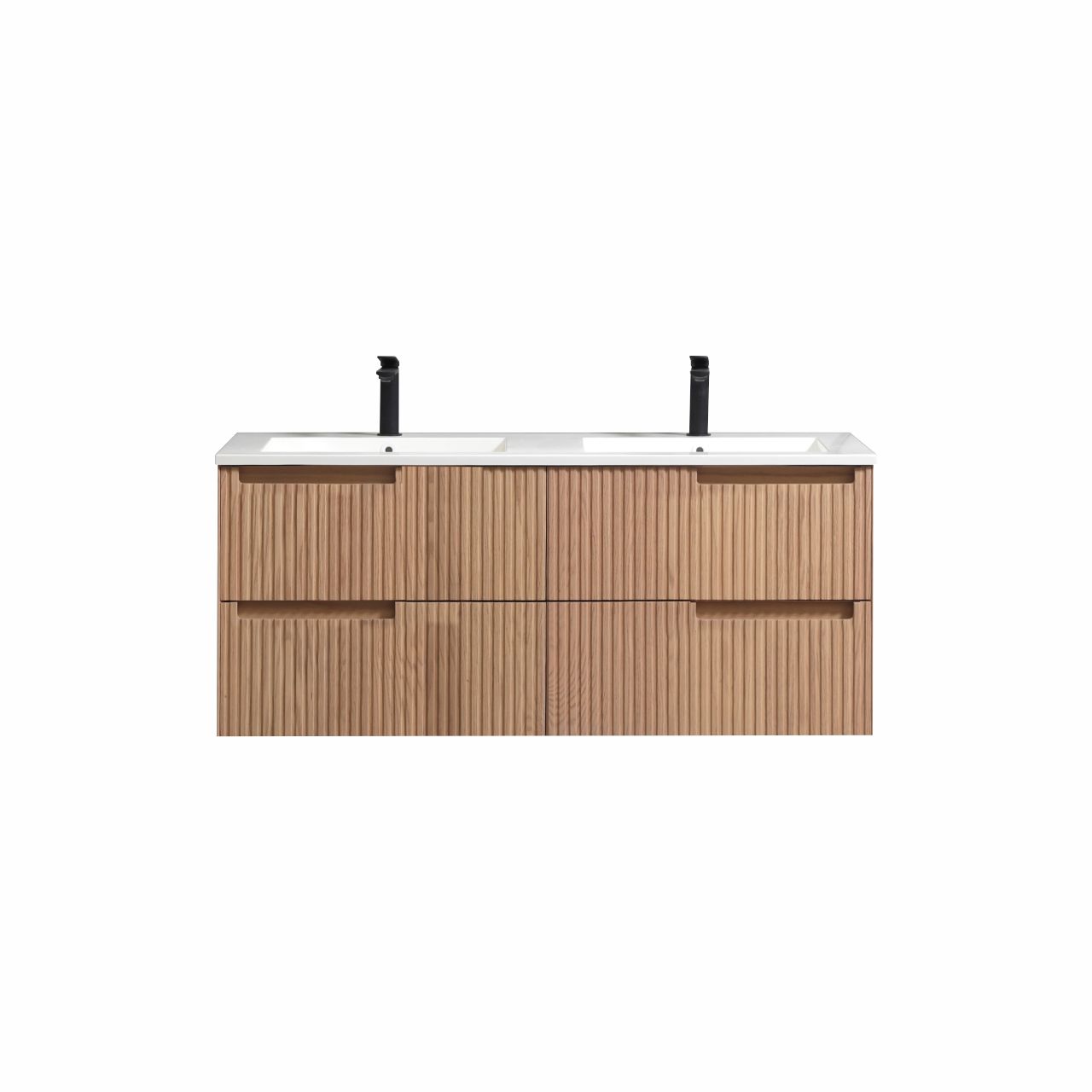 48 Inch Fiore Modern Wall Mount Double Sink Bathroom Vanity Oakwood