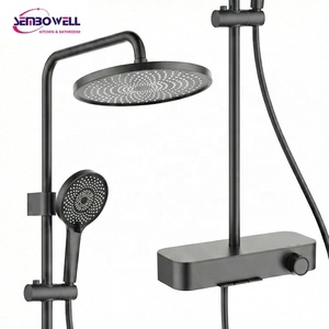 Brass Waterway Cold Start Cartridge Stainless Steel Shower Column Rail Exposed Mounted Shower Mixer Shower System Faucet