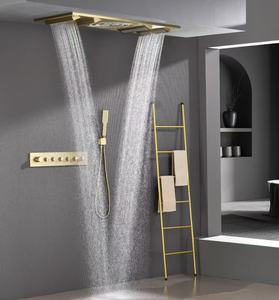 Conceal Installation Thermostat Shower LED Rainfall Set Led 5 Ways Bathroom Shower System Easy Control Bathroom Faucet Shower