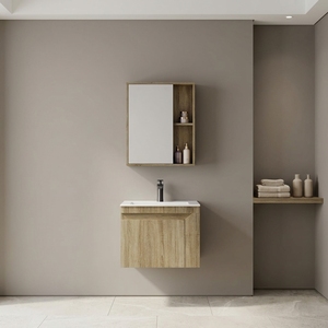 Wall Mounted Bathroom Vanity Set Wood Grain Wash Basin Cabinet