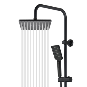 Leelongs Stainless Steel Wall Mounted Shower Column System Shower Set Black Rain Shower Faucet Set