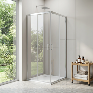Shower Enclosure with Tray and Drain Tempered Glass Sliding Door Complete Set CE Approved