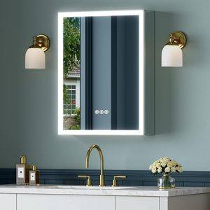 Smart Defogger Touch Switch Medicine Mirrored Cabinet with LED Light