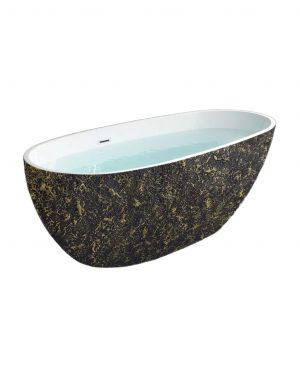Kube BALLI 67 Inch Black and Gold Free Standing Bathtub