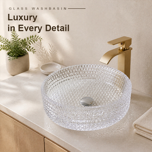 Luxury Round Crystal Glass Vessel Bathroom Basin