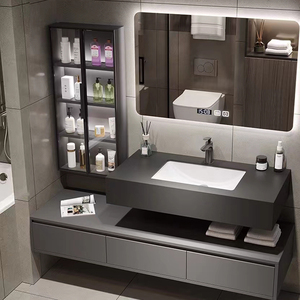 K341 Hotel Luxury Style Customized Double Layers Floating Modern Bathroom Vanities Wall Mounted