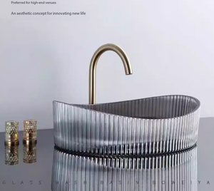 Fluted Wave Curved Smoked Grey Glass Sink