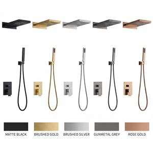 High-End Concealed Brass Waterfall Shower Mixer Set for Villas and Hotels