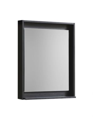 24in Wide Mirror w/ Shelf Black