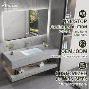 Customized Wall Mount Sintered Stone Vanity Countertop