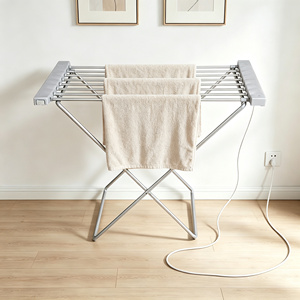 Space Saving Aluminum Foldable Electric Heated Clothes Drying Rack Efficient Portable Constant Temperature Towel Warmer Dryer