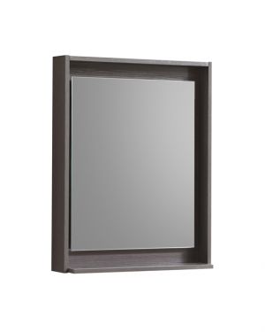 24in Wide Mirror w/ Shelf Gray Oak