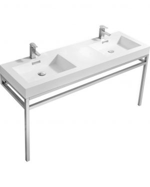 Haus 60 Double Sink Stainless Steel Console Chrome