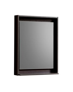 24in Wide Mirror w/ Shelf High Gloss Gray Oak