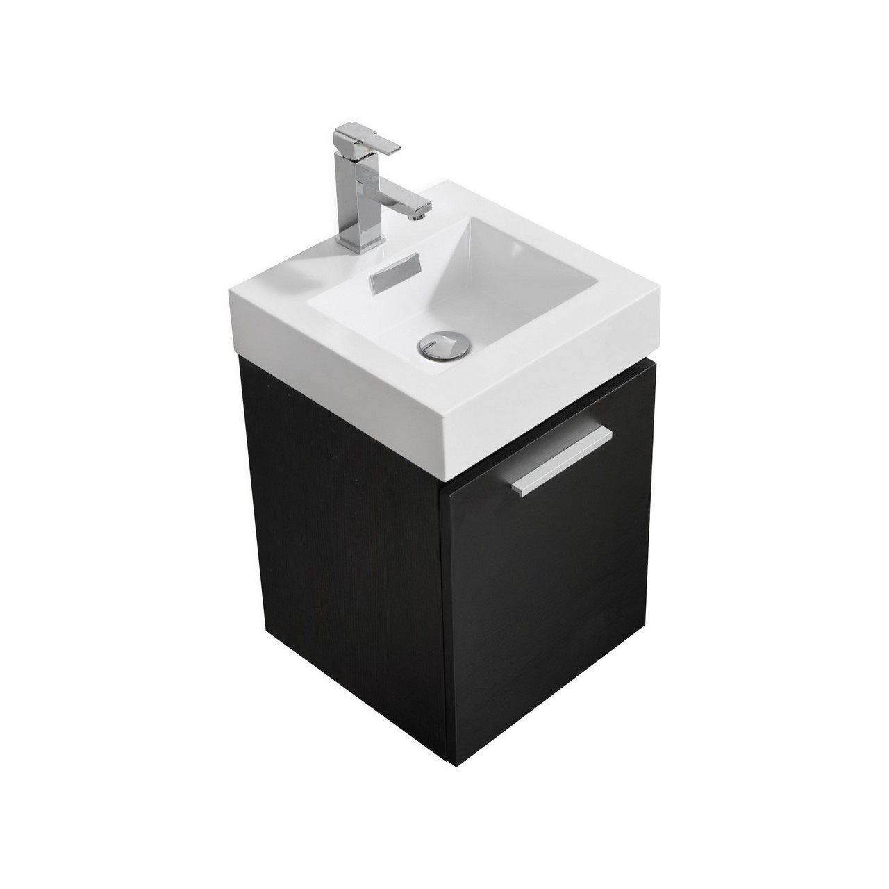 Bliss 16 Inch Black Wall Mount Modern Bathroom Vanity