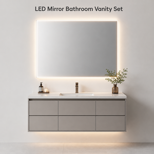Modern Stainless Steel Bathroom Vanity Set with Smart LED Mirror Wall Mounted Floating Bathroom Cabinet